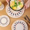 Handwoven Cotton Rope Placemat with Original Print Heat-Resistant Non-Slip Round Table Mat Decorative Kitchen Dining Accessory.