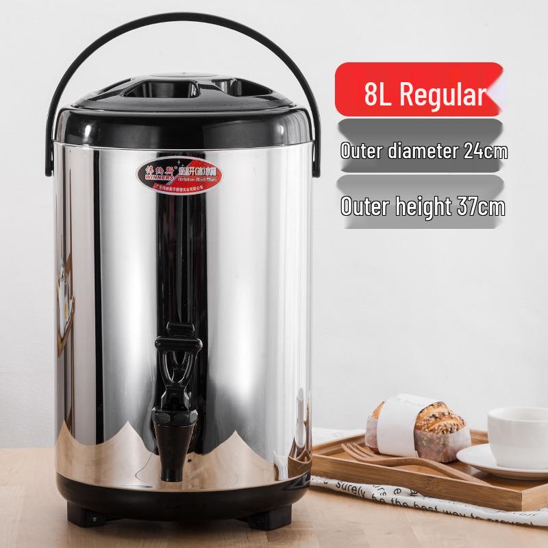 Commercial Stainless Steel Insulated Double-Layer Bucket for Milk Tea & Soy Milk, Large Capacity 