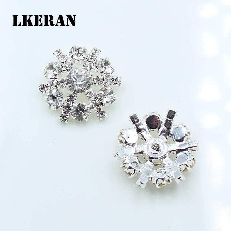 10pcs Snowflake 25mm Flower Rhinestones Buttons Shank Sewing Button Wedding Decoration Diy Metal Diamond Crystal Bow Accessories