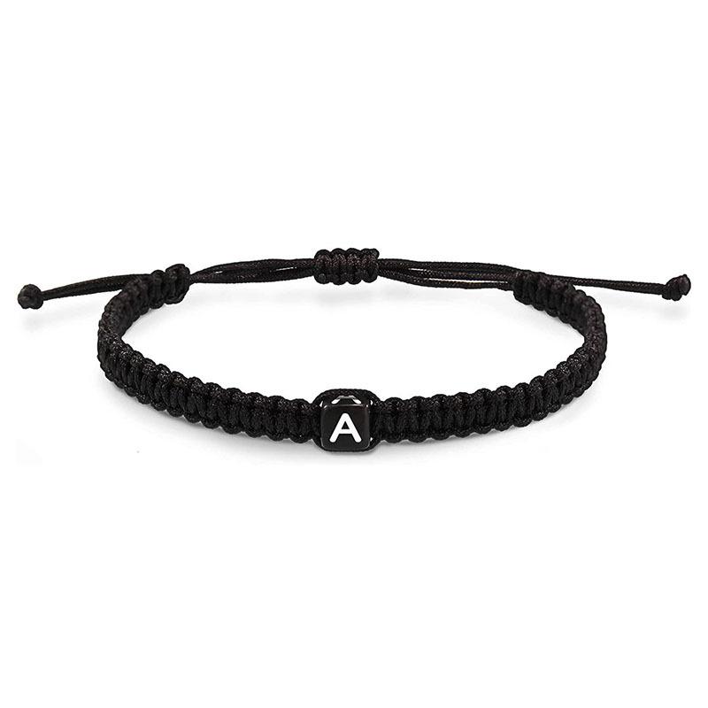 Akrylowa Kwadratowa 26 Literowa Pleciona Bransoletka Styl dla Pary Inicjał Ręcznie robiona Elastyczna Opaska na Nadgarstek