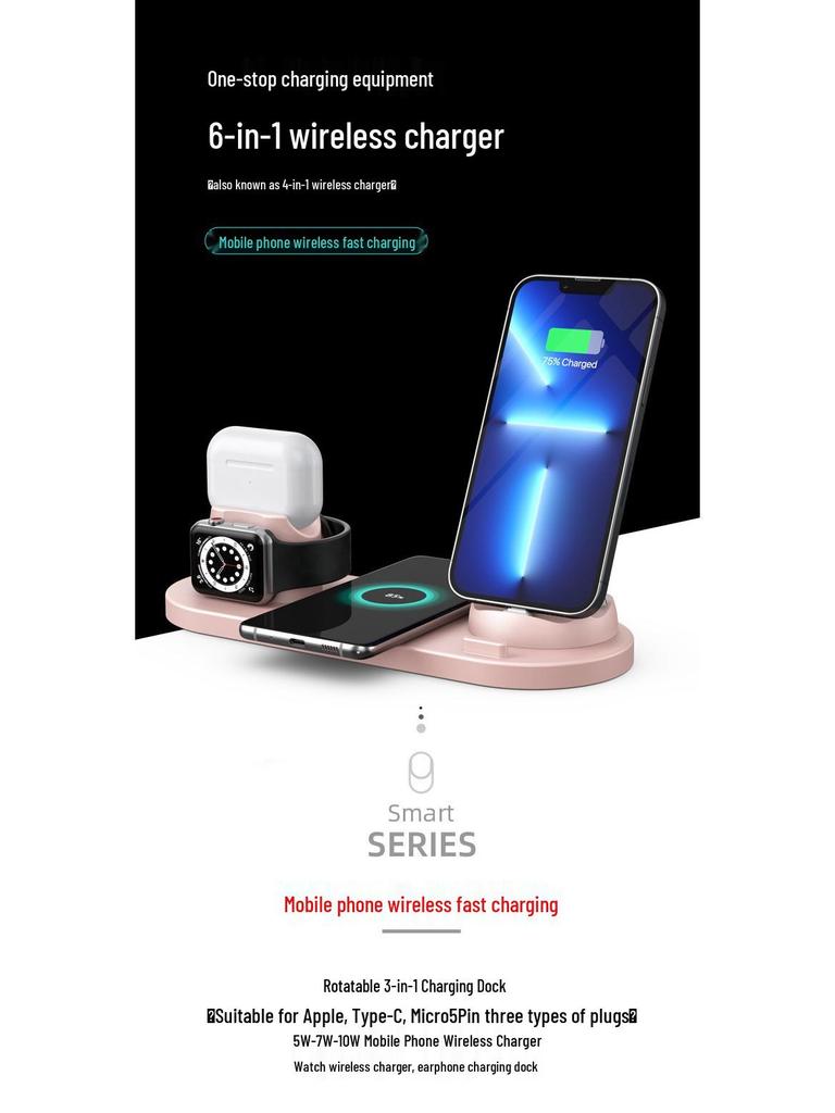 6-in-1 Wireless Charging Station for Phones and Watches