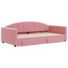 VidaXL Daybed with Trundle and Drawers Pink 100x200 Cm Velvet 3197359