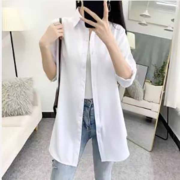 Frühling Sommer Damen Hemd Übergröße Elegante Blusen für Damen Langarm Rotes Hemd Mittellang Shir Coat Damen Tunika