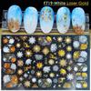 1 Pc 3D Snowflakes Leaf Geometry Lines Letter for Manicure Sliders Holographic Laser Gold White Christmas Nail Sticker