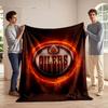 Edmonton Oilers Fiery Logo Print Blanket Soft and Cozy Perfect for the Living Room Bed Sofa or a Nap,gift