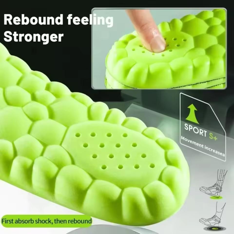 1/1Pcs 1D Sports Insoles Shoes PU Sole Soft Breathable Shock Absorption Cushion Heavy Support Pain Relief Run Orthopedic Insoles