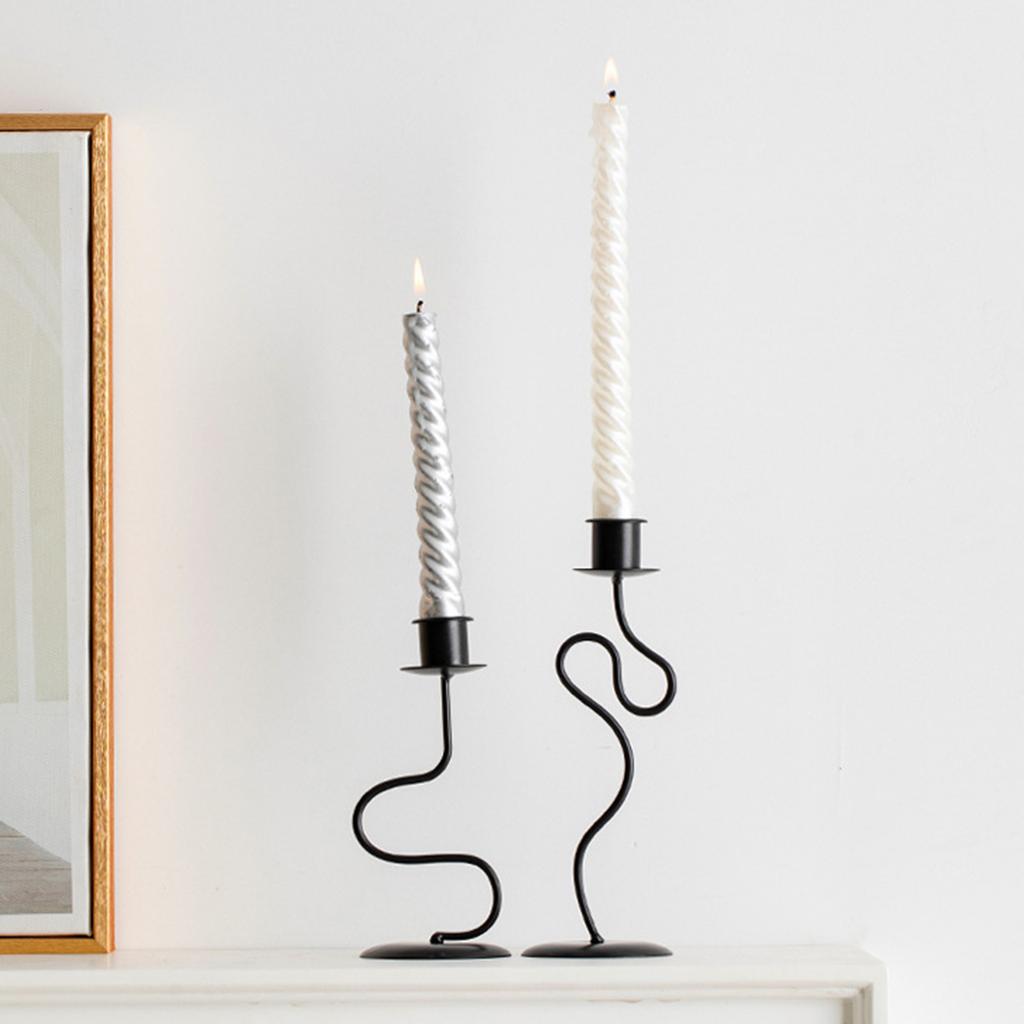 Artistic Twisted Designs Candle Stand Detachable Iron Candle Holder Taper Candlestick for Living Room or Dining Table