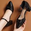 Spring and Autumn new thick heel women's shoes pointed European and American shallow mouth fashion mother women's shoes bow single shoes Korean versio
