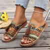Sandali da donna infradito piatti stile boho con frange, calzature casual stile europeo, disponibili in taglie grandi.
