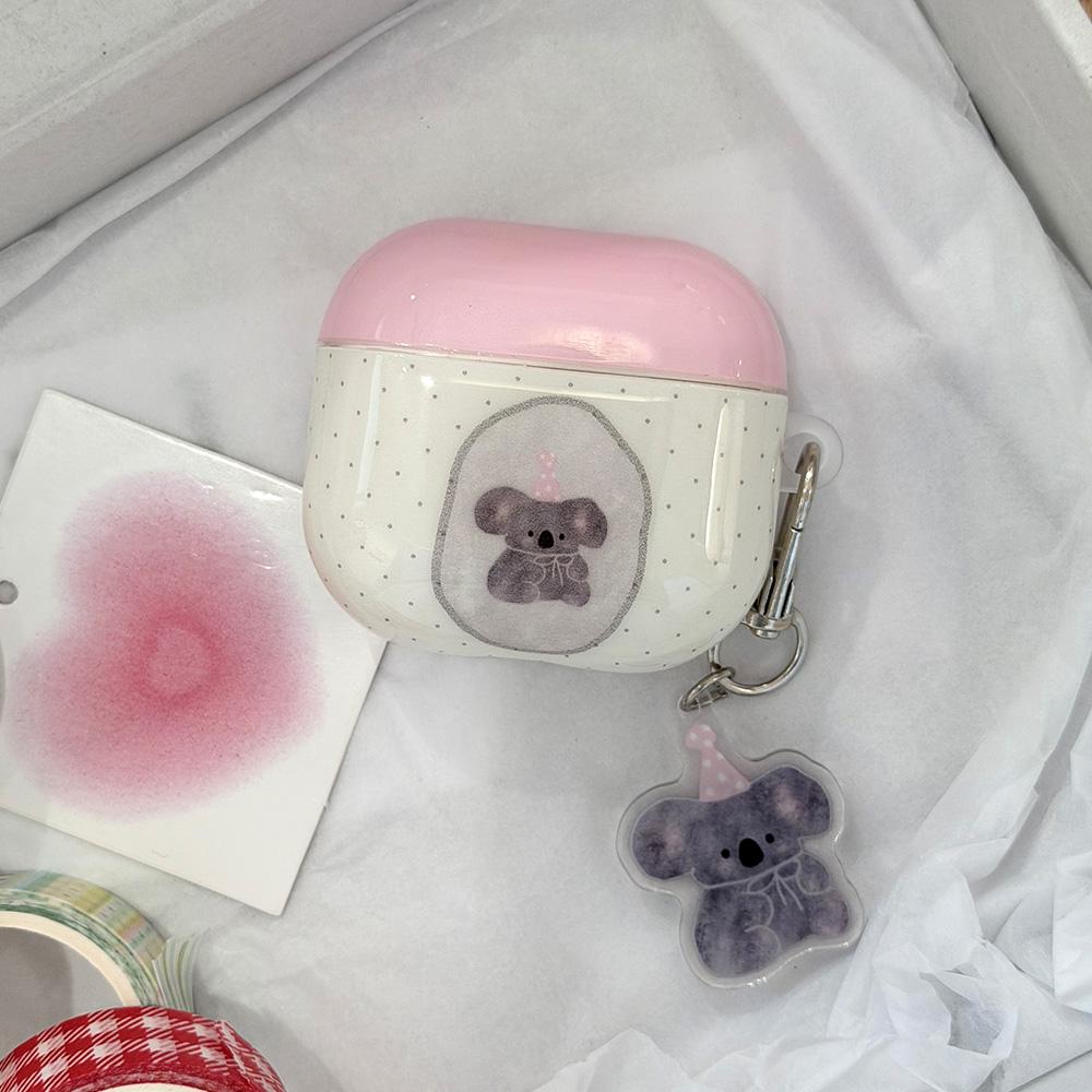 Cute Cartoon Koala Polka Dot Pattern Suitable Girl Bluetooth Earphone Case for AirPods 1 2 3 4 Pro 2 Pro 3 Soft Protection Cover