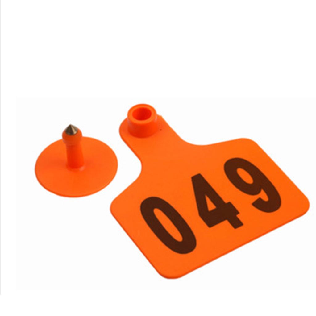 Numbered Plastics Livestock Ear Tags 1-100 Animal Tags Green Yellow Orange Large Identification Tags for Goat Sheep