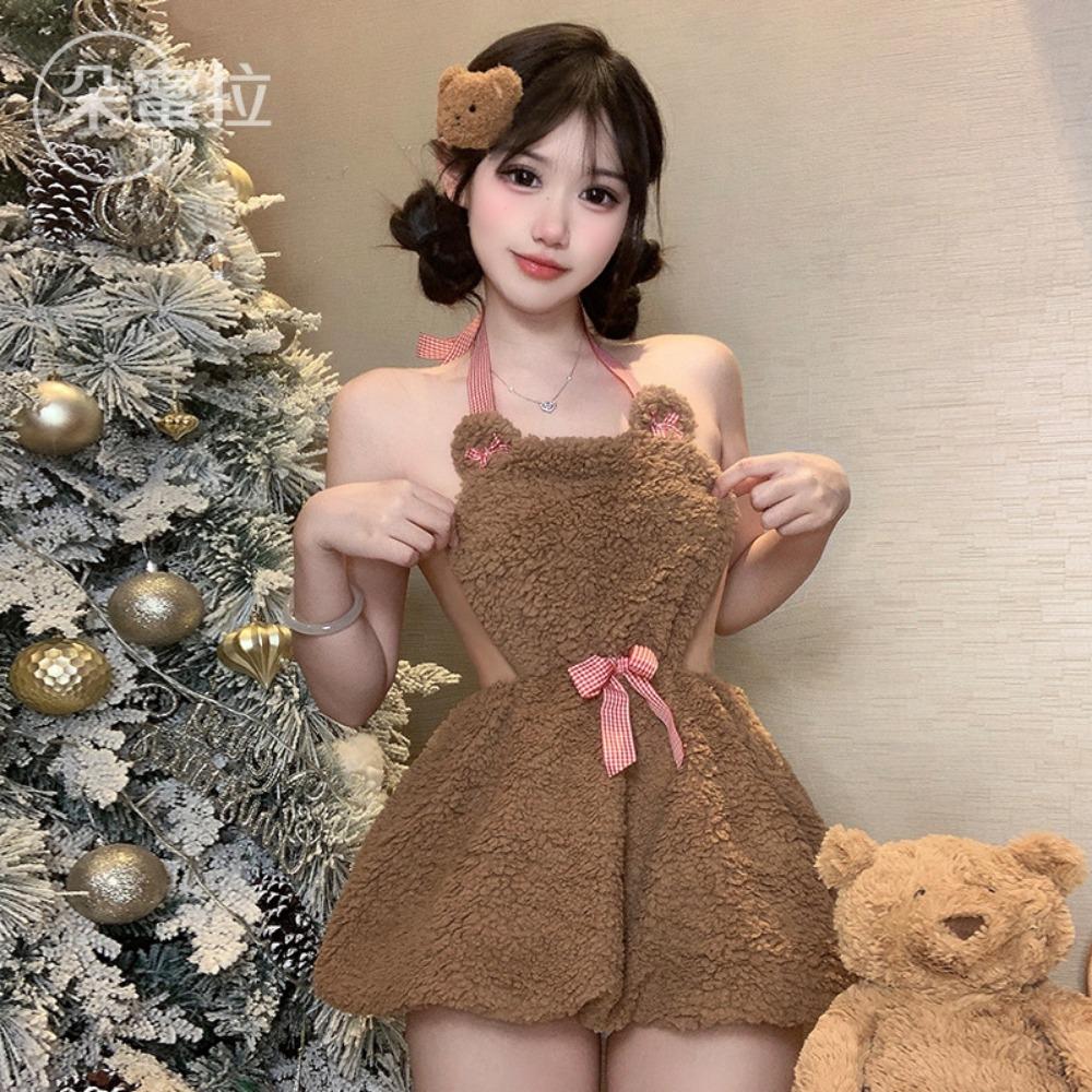 Plush Backless Short Skirt with Neck Bear Two-dimensional Cute Maid with Sexy Underwear Female Cosplay F571