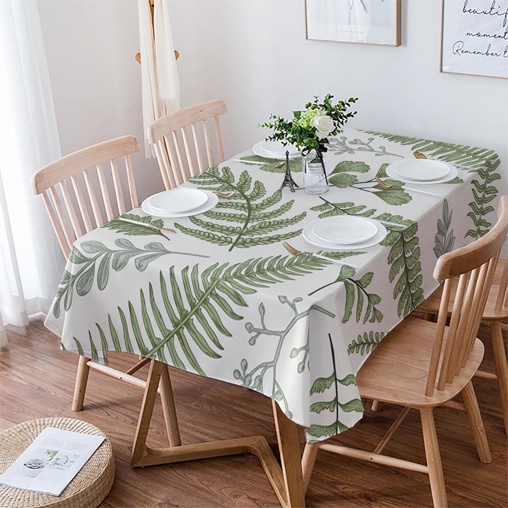 Green Leaf Ginkgo Leaf Waterproof Tablecloth Rectangular Holiday Wedding Decor Table Cover Durable Washable