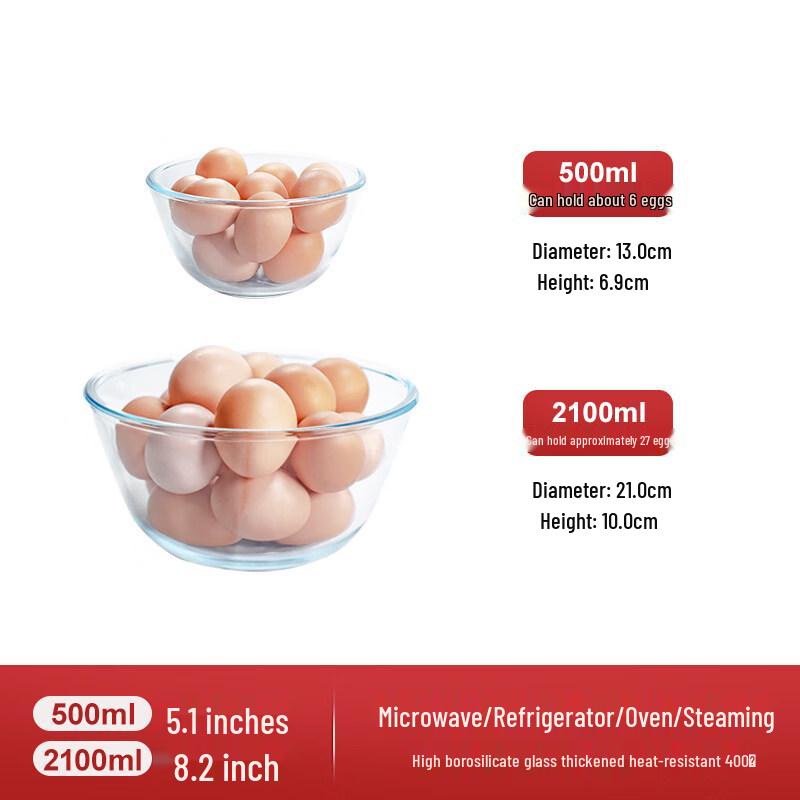 Jingbaodi Transparent High-Temperature Glass Dough and Soup Bowl Set