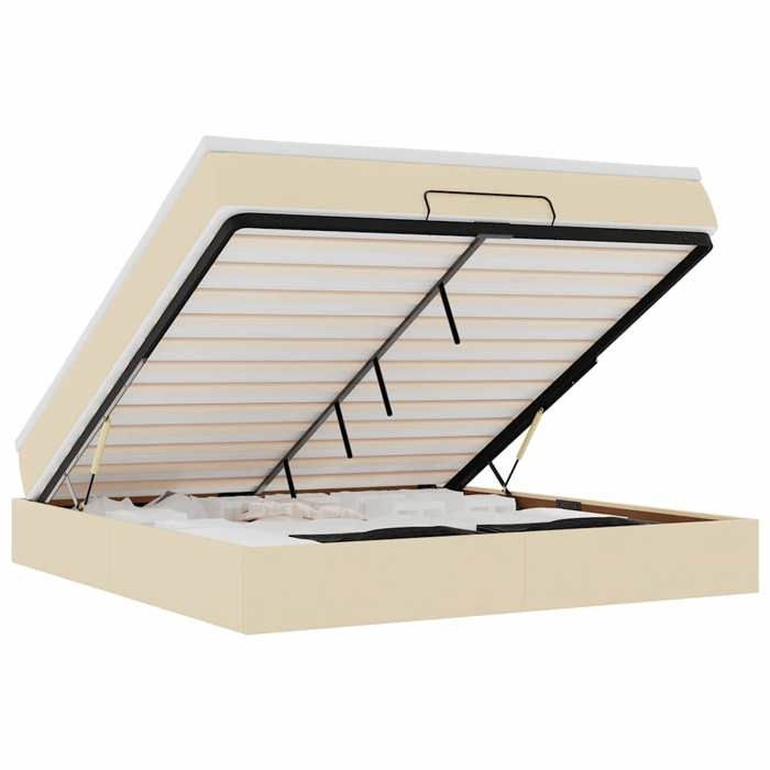 VidaXL Ottoman Bed Frame with Mattress Cream 160x200 Cm Fabric, Bed Frame, Upholstered Bed Frame, Ottoman Bed Frame 3311125