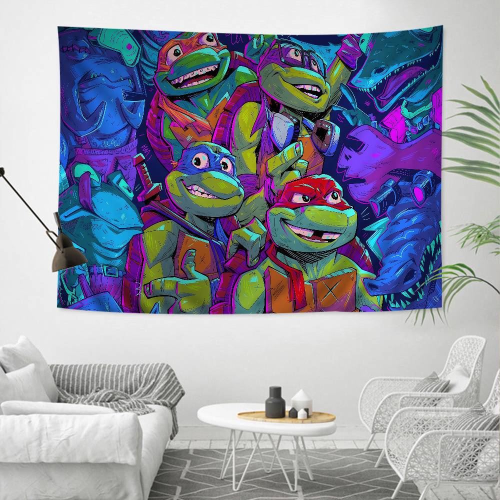NNinja Turtles Printed Large Wall Tapestry Indian Buddha Wall Decoration Witchcraft Bohemian Hippie Decor Blanket