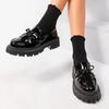 Plus Size Summer Black Retro Platform Flats Women Easy To Put on Butterfly Knot Med Heels Loafers Daily