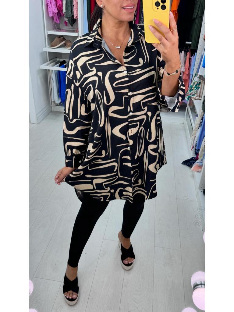 Autumn 2025 Women's Fashion Lapel Long Sleeve Casual Printed Shirt