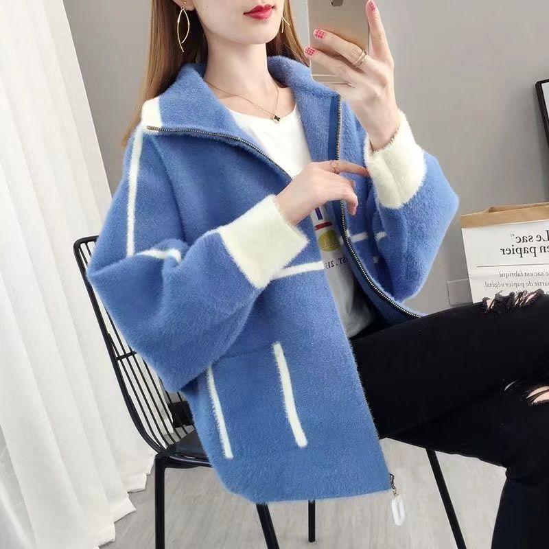 Women's Autumn & Winter Knit Cardigan: Loose Denim College Style Versatile Casual Outerwear