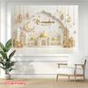 2D Elegant Ramadan Wall Decor, Gold Lantern & Mosque Silhouette Banner