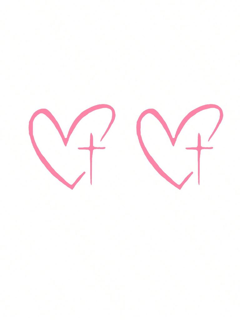 2pcs/Set Heart Cross Mirror Sticker, Personalized Creative Decoration Waterproof Sunscreen Sticker for Cars