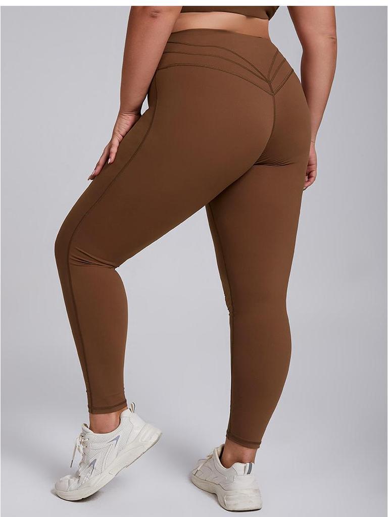 Plus Size High Elastic Yoga Suit: Women's Brushed Nude Feel Set with Shockproof Sportswear