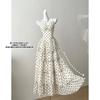 White Polka Dot Cake Skirt for Women, New Summer Heavy Industry Vacation Waist and Thin Suspender Dress for Women