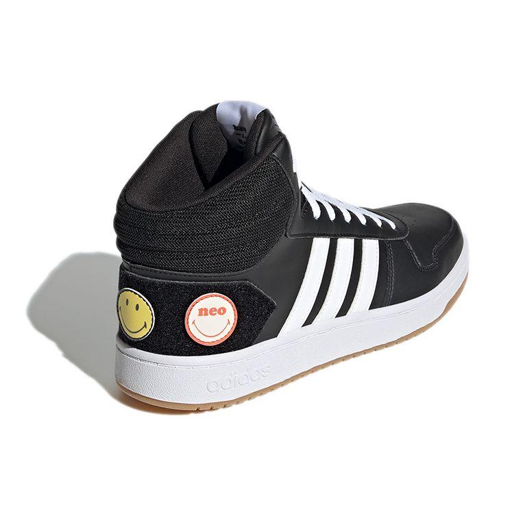 Adidas Neo Hoops 2.0 Mid Round Toe Lace-Up Shock Absorbing Non-Slip Wear-Resistant Basketball Shoes Men Sneakers Black White GY7616