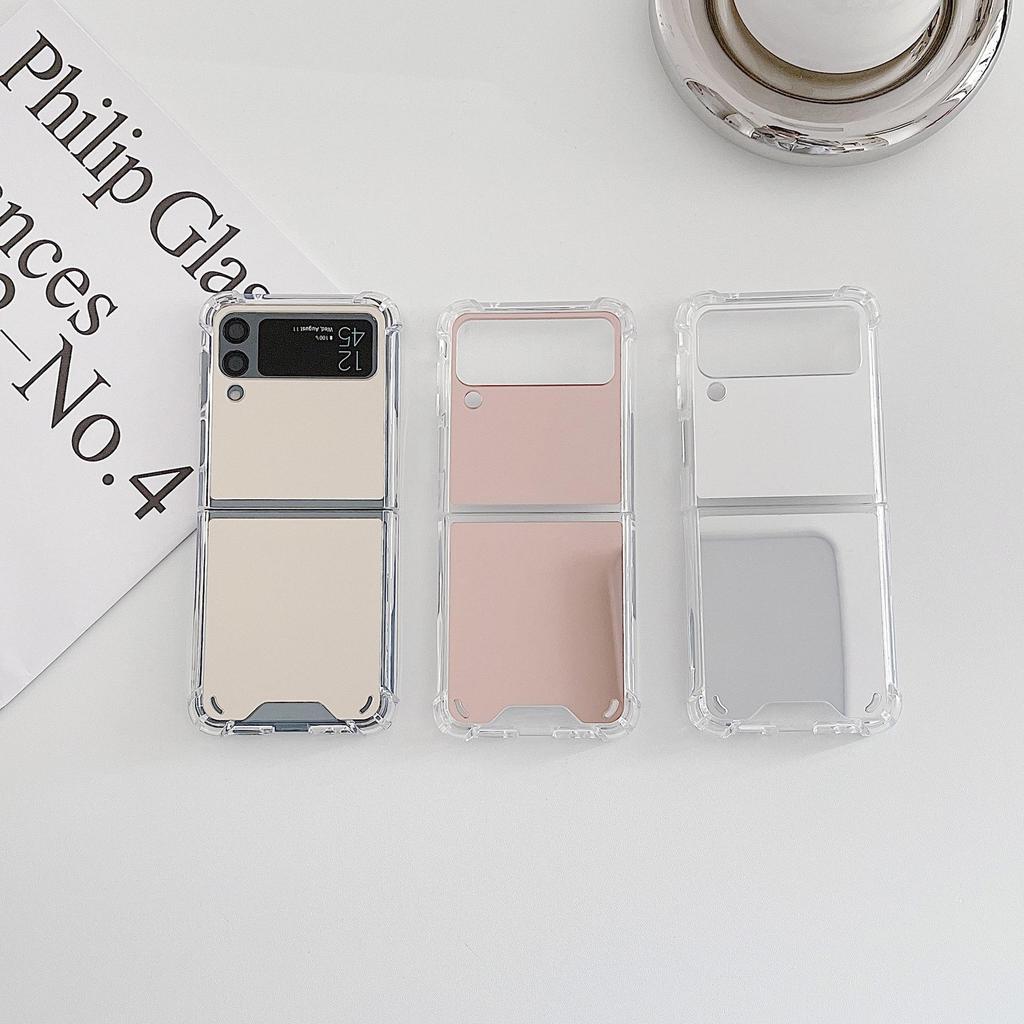 Samsung Z Flip7 Electroplated Folding Case with Airbag Corners and Mirror Finish for Flip6/Flip5