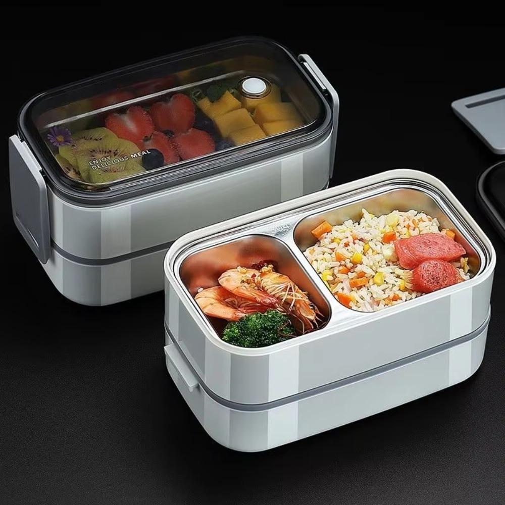 Compartments Food Container Microwavable Food Storage Box Portable 2 Layer Lunch Box  Worker