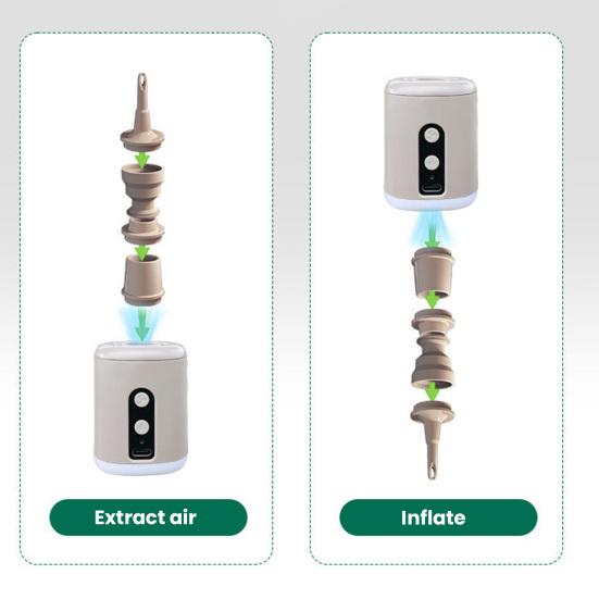 Outdoor Mini Air Pump with LED Light 4 Nozzles Type-C Rechargeable Inflatable