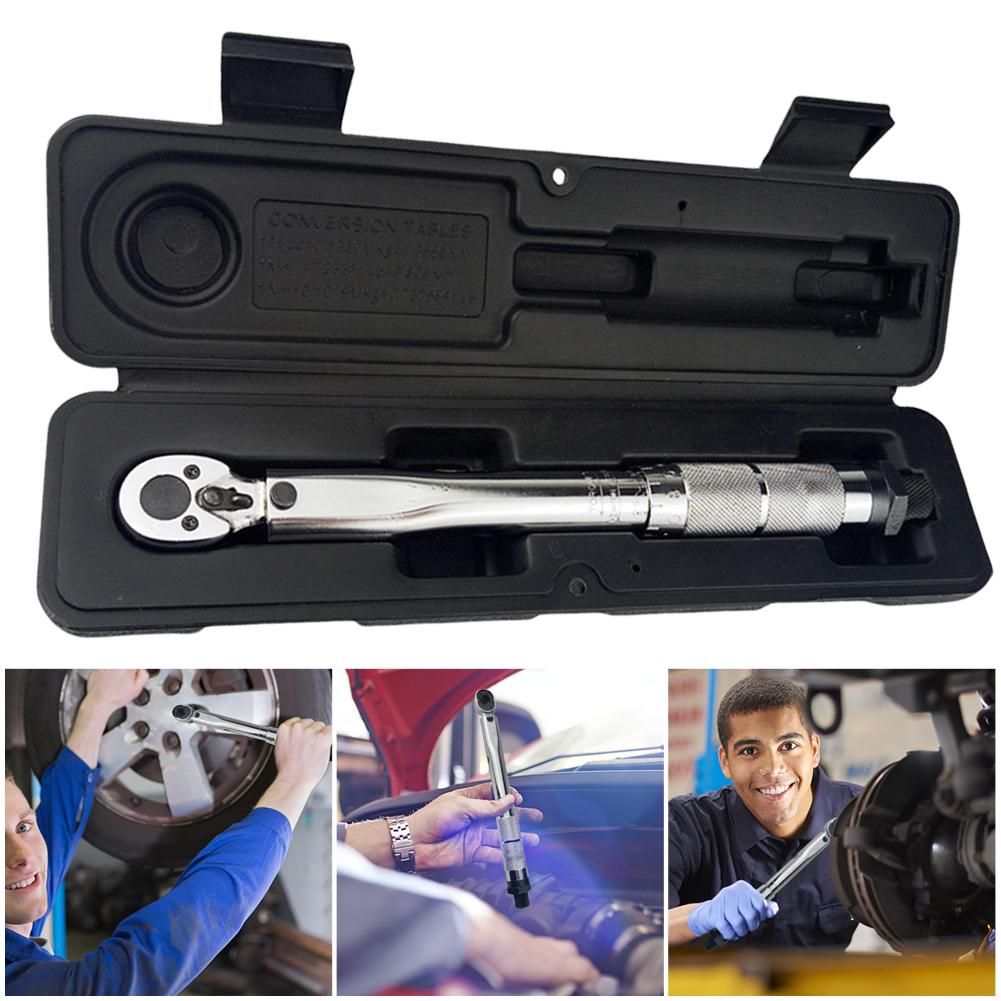 1/4 Zoll Schraubenschlüssel 5-25Nm Antrieb Klick Drehmomentschlüssel Mehrzweck Hand Ratsche Gabelschlüssel Werkzeug mit Koffer für Auto Fahrzeug