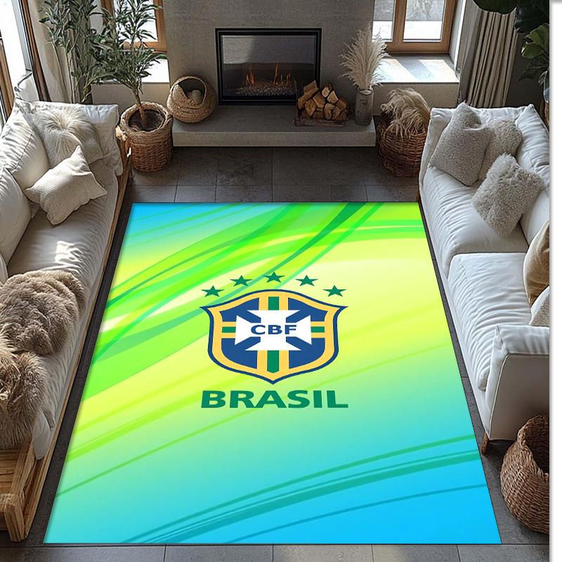 Brazil national football team Printed Flannel Area Rug Non Slip Soft Polyester Floor Carpet Indoor Decor Mat for Bedroom Living Room Sofa