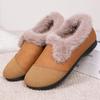 Women's Winter New Leather Low Top Cotton Boot Soft Sole Non Slip Plush Warm Slip-On Snow Boots Flat Sole Elderly Cotton Shoe