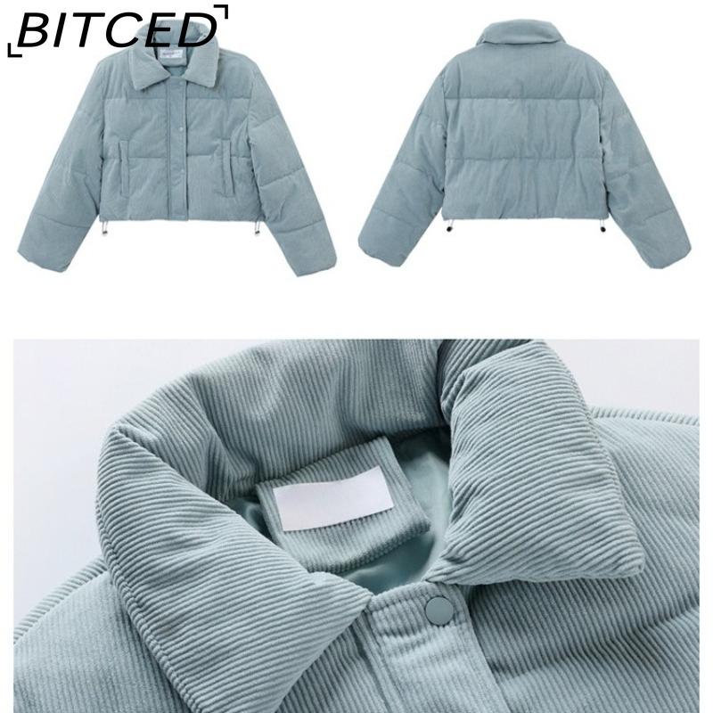 BITCED Down-Filled Cotton Jacket: Petite Niche & Distinctive Quilted Coat for Women Autumn/Winter High-Waisted Short Cotton Jacket