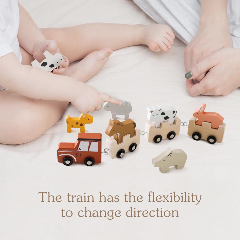 Montessori Wooden Number Train Toy For Toddlers Educational Pull Along Toy With 12345 Blocks Fine Motor Skills Learning Kid Gift