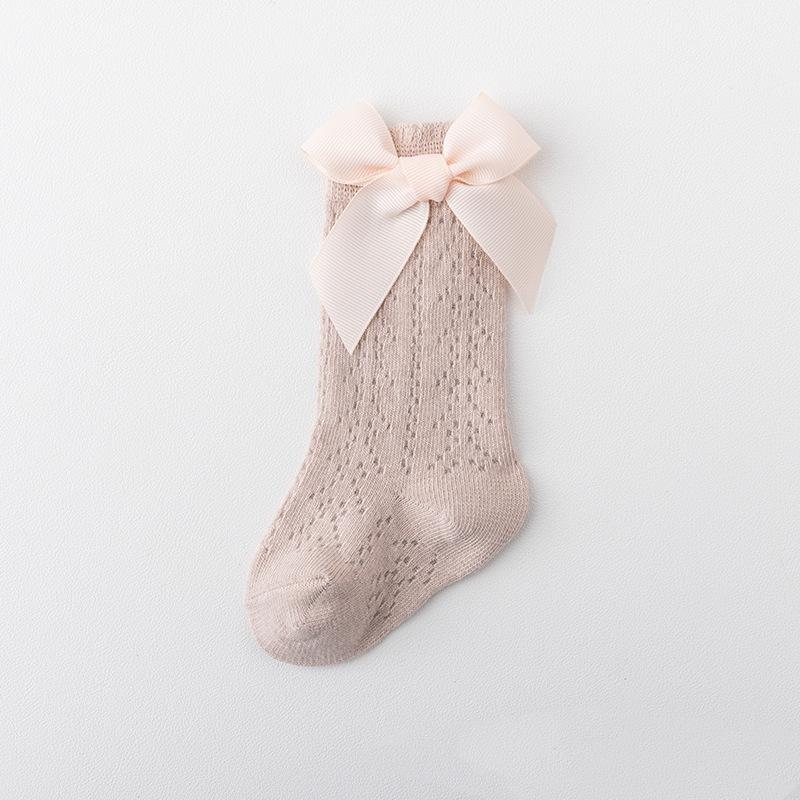 

Детские дышащие сетчатые носки, однотонные, милые, с бантом, чулки принцессы для малышей, новорожденных девочек, повседневные чулки для лета M(1-3Y) розовый