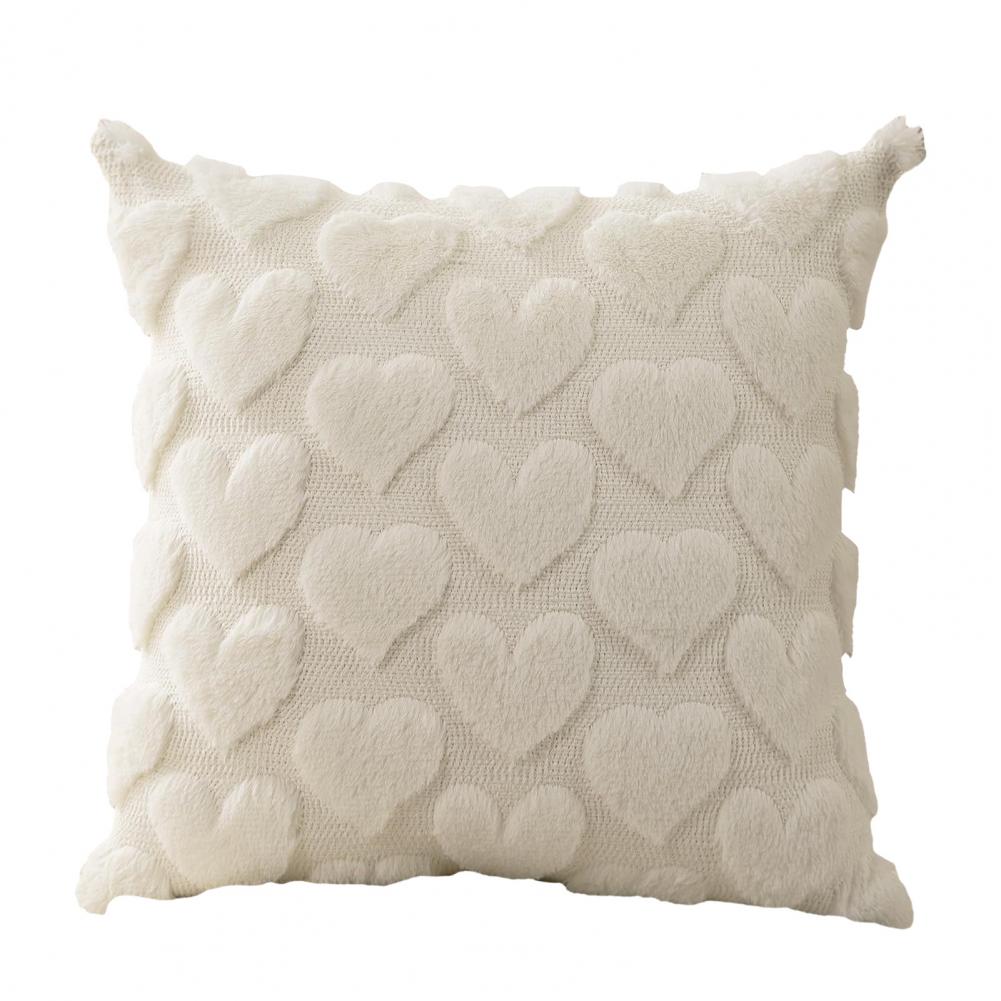 Heart Pattern Cushion Cover Soft Polyester Pillow Cover Valentine's Day Plush Love Heart Cushion Cover Sofa Bedroom Decor