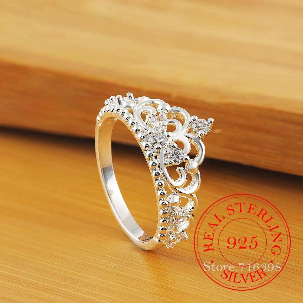 925 Sterling Silver Jewelry Vintage Luxurious Crystal Crown Wedding Silver Rings for Women Fashion Anel De Prata Bijoux Gif