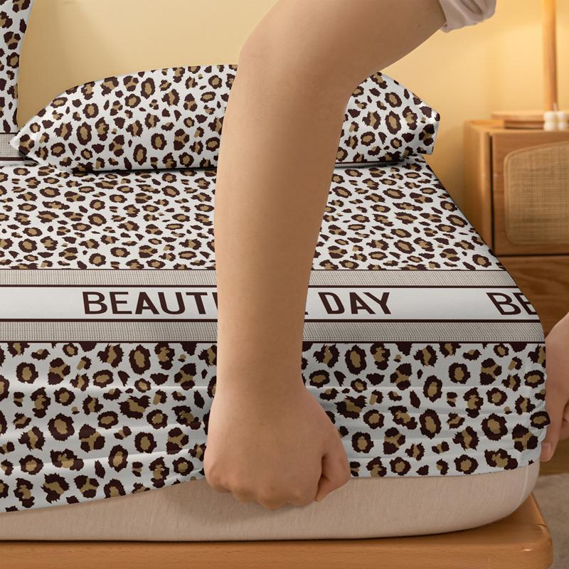 1 Simple Modern Printed Matte Fitted Sheet, Bedroom Printed Bed Cover, Bedding (Excluding Pillowcases)