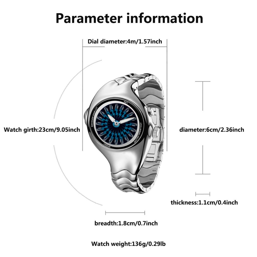Y2K Watch Casual Daily Everyday Gifting Quartz Watch for Men Sport Waterproof Dual Display Wristwatch with Blue Lightning Dial
