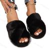 Modische Damen-Slipper mit offenen Zehen Fuzzy Fluffy Hausschuhe 2025 Herbst Winter Damen Pelzige Pantoletten Indoor Weiche Plüsch Kunstfell-Slipper