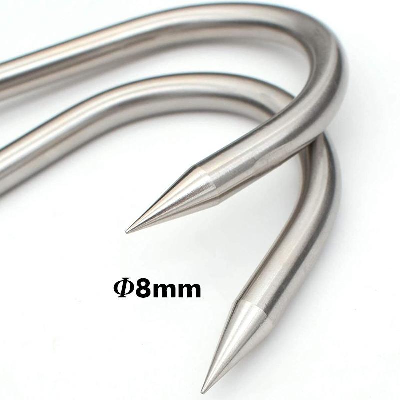 4 Pieces Stainless Steel Meat Hooks, 7/8-Inch 4/8mm S-Hooks, Meat Processing Butcher Hook Pot Hooks