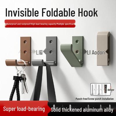 Gancho de Abrigo Plegable de Aleación de Aluminio Negro Montado en la Pared - Sin Taladro, Gancho Individual Sólido