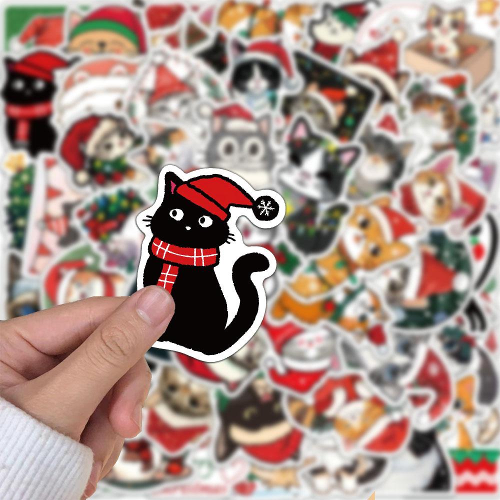50PCS Christmas Cat Cute Stickers Graffiti Decoration Phone Case Notebook iPad Waterproof DIY Stickers