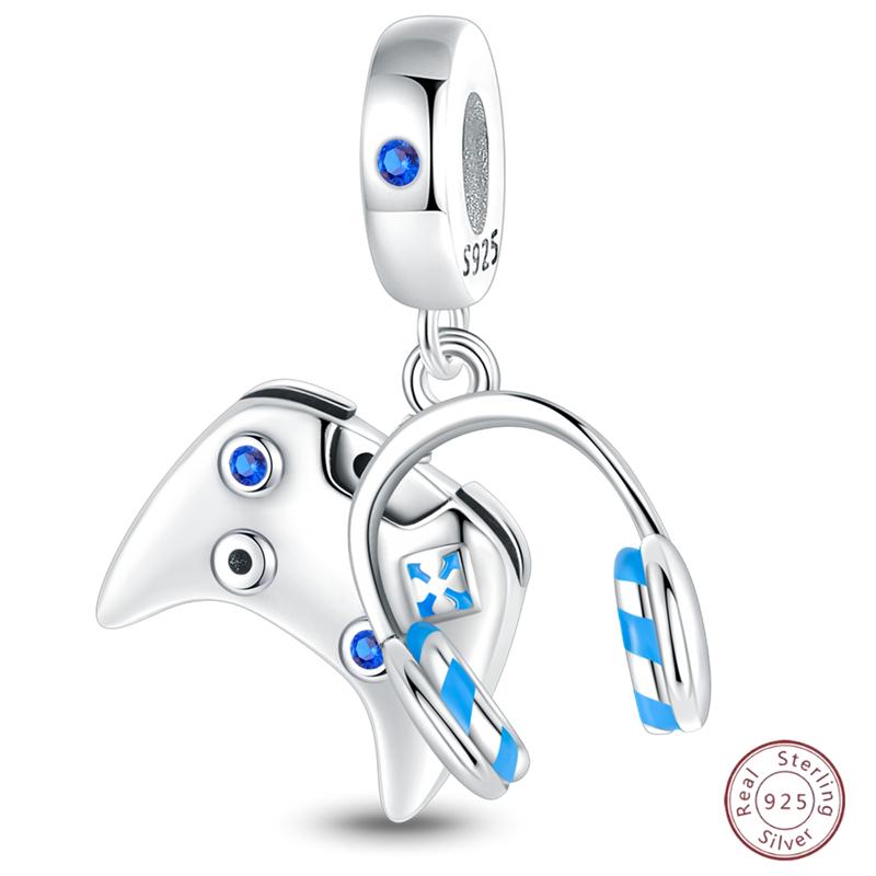 Copper Beaded Pendant Blue Shiny Zircon Suitable Original 3Mm Bracelet Women Fine Jewelry