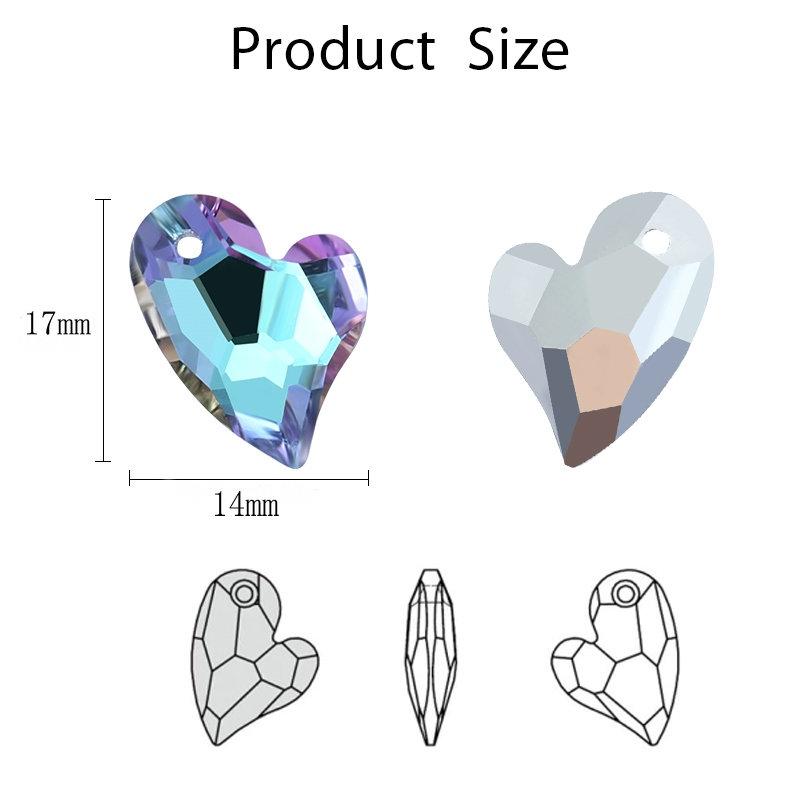 17mm Austria 6261 Devoted 2 U Heart Pendant Loose Rhinestone Charms Beads for Jewelry Making Bracelet Necklace Earrings DIY