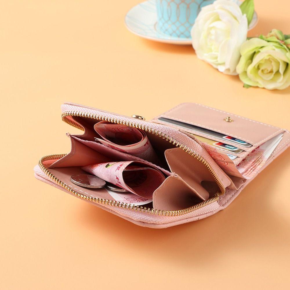 Fashion PVC Nylon Women Short Wallet Zipper Design Solid Color Coin Purse Large Capacity Card Bag Holder Women Men