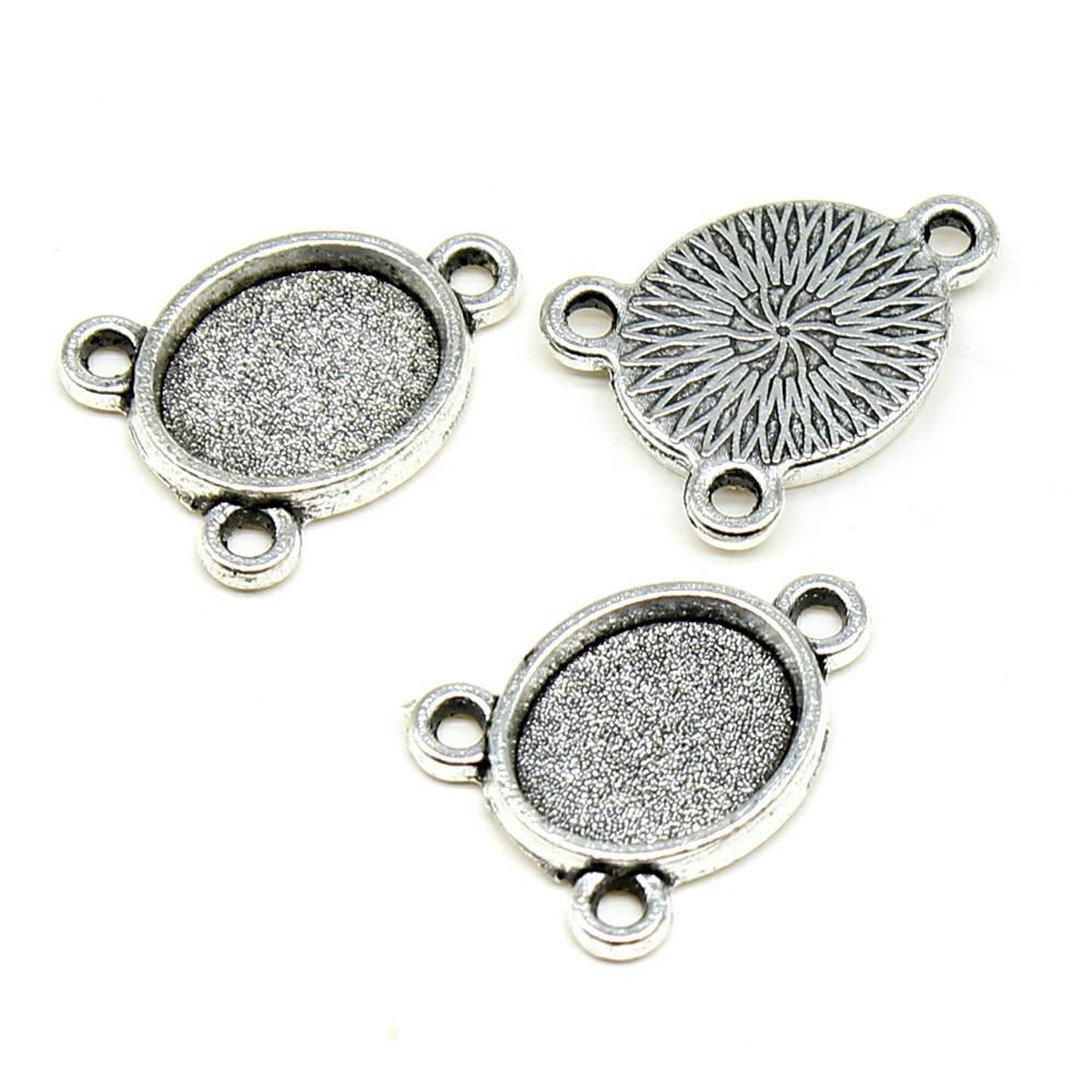 

20 шт. овальные 3 отверстия, разъем, стиль, камея, кабошон, кулон, основа, ювелирные компоненты, аксессуары, античное серебро, цвет, цинковый сплав, 8X10 мм