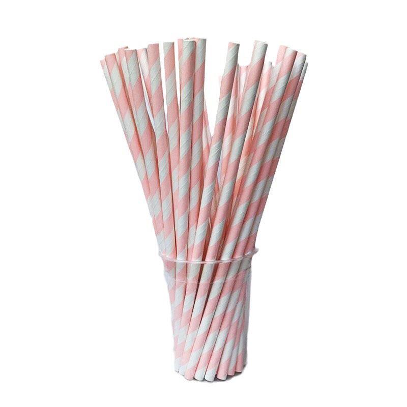 Individually Wrapped Biodegradable Striped Paper Straws